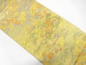 アンティーク　地紙に花・流水模様織り出し袋帯（材料）